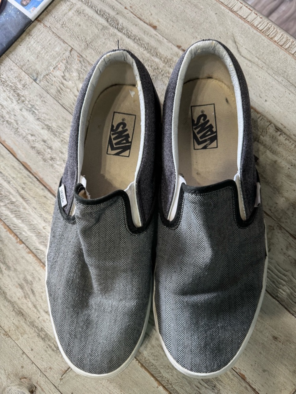 Vans Gray Herringbone Slip-On Loafers